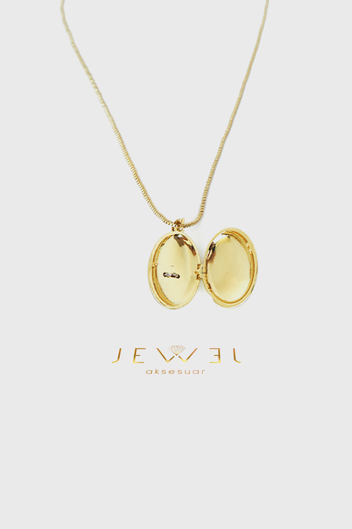 Alya Taşlı Kapaklı Zarif Gold Kolye A Gold Kaplama