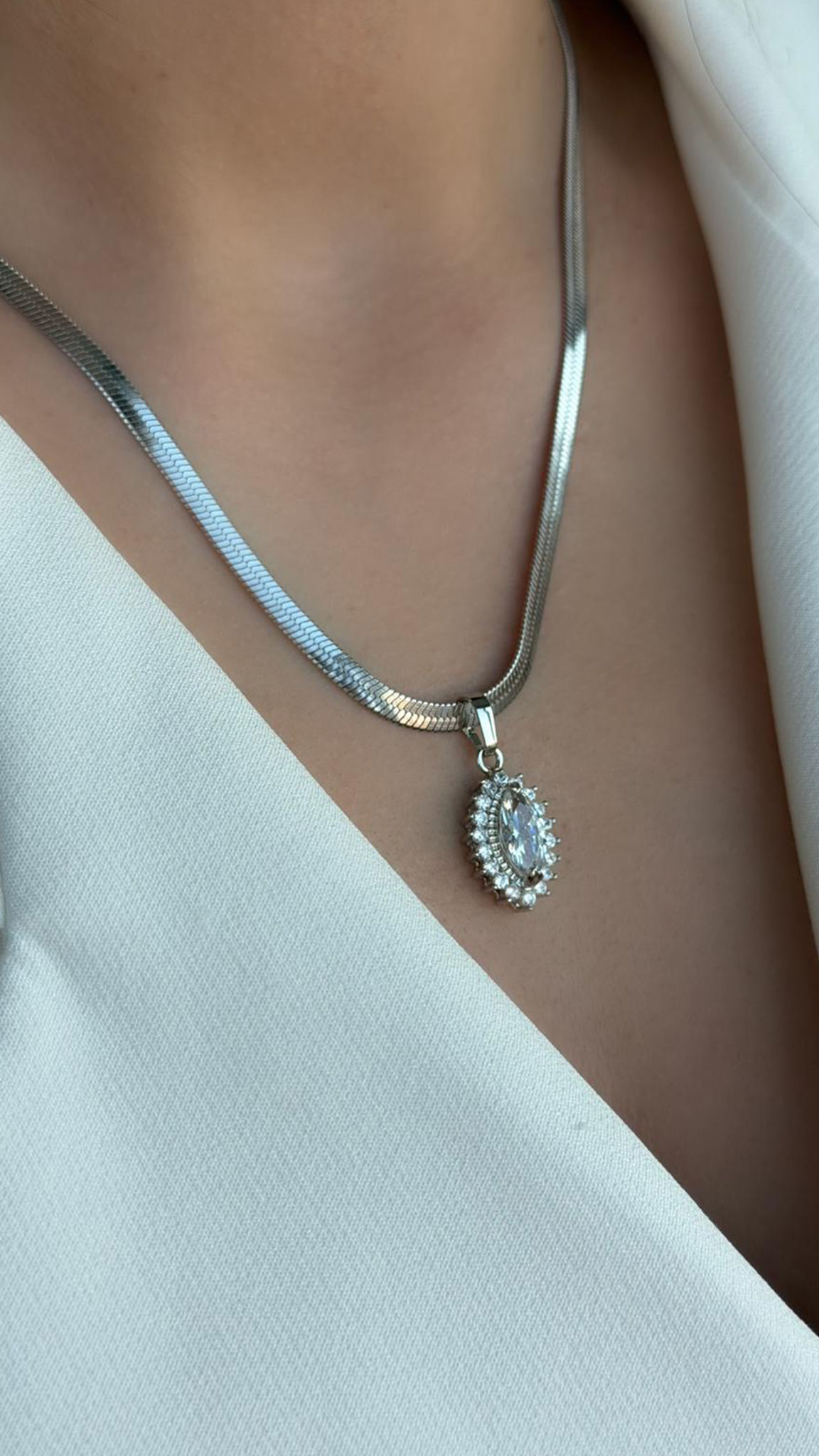 Tek Baget Taşlı İtalyan Zincir Altın Kaplama Silver Kolye