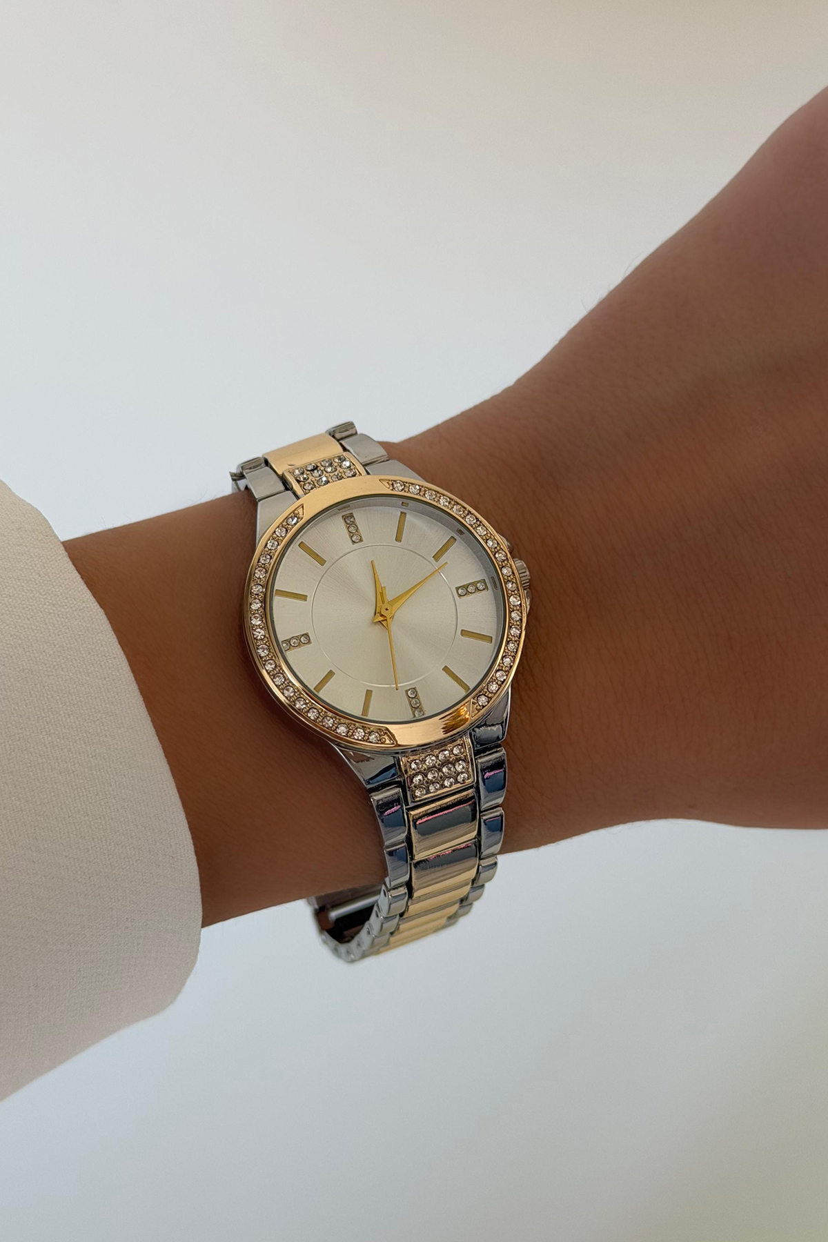 Gümüş Tonları Silver Gold Saat