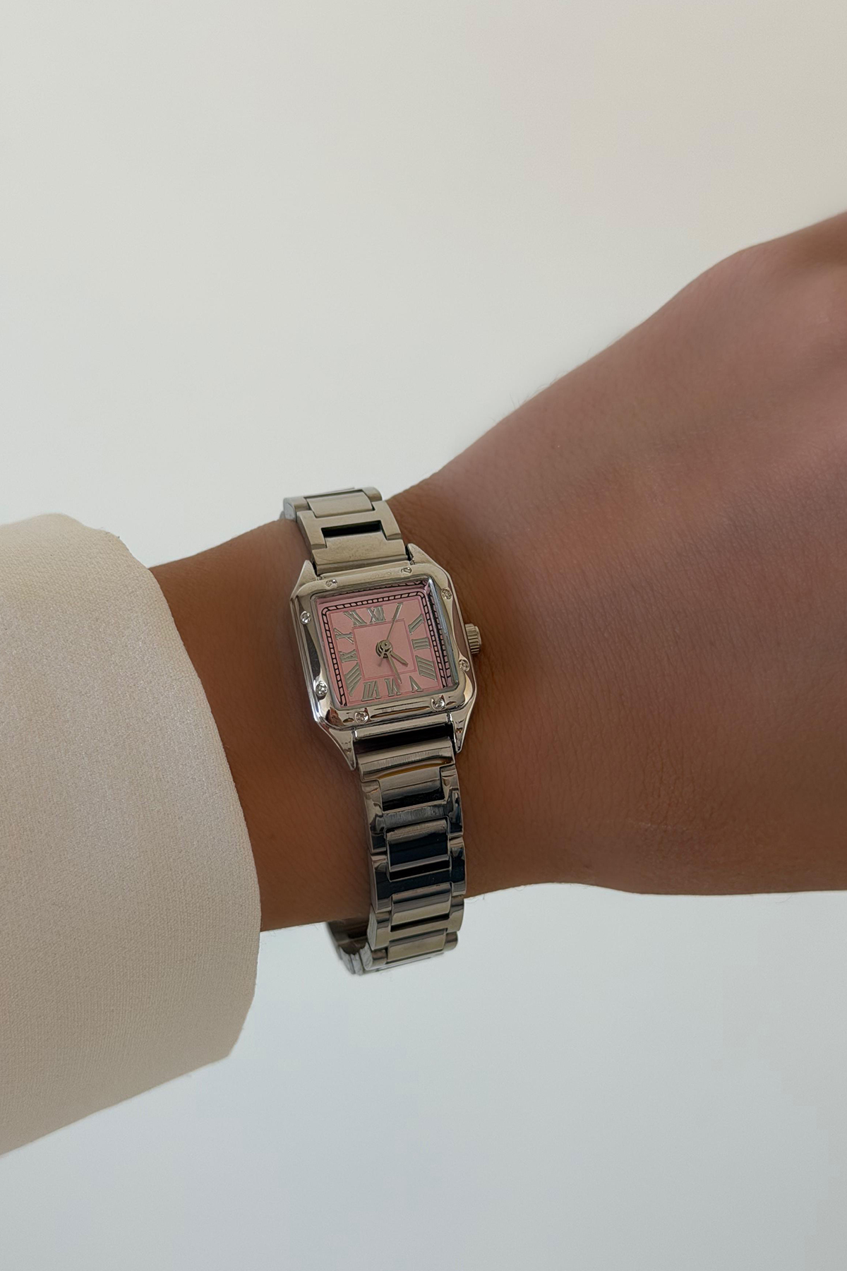 Pembe İç detaylı Silver Saat