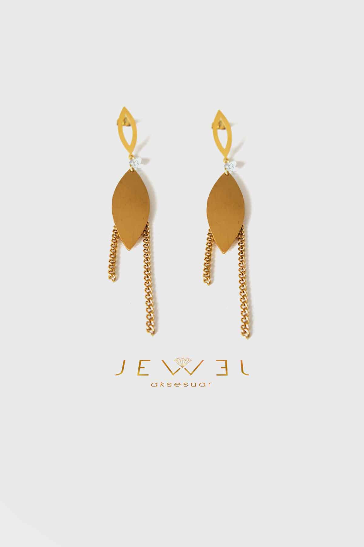 Juno Sarkıt Model Gold Altın Kaplama Küpe