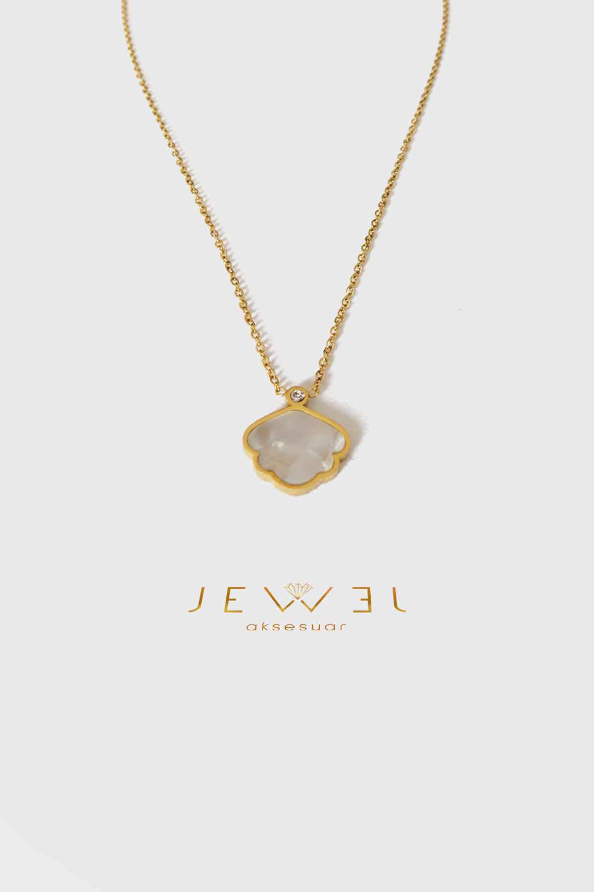 Sedefli Bulut Model Gold Altın Kaplama Kolye