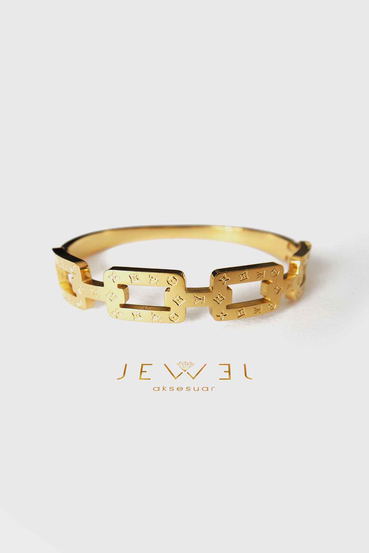 Rectangle Model Gold Altın Kaplama Bileklik