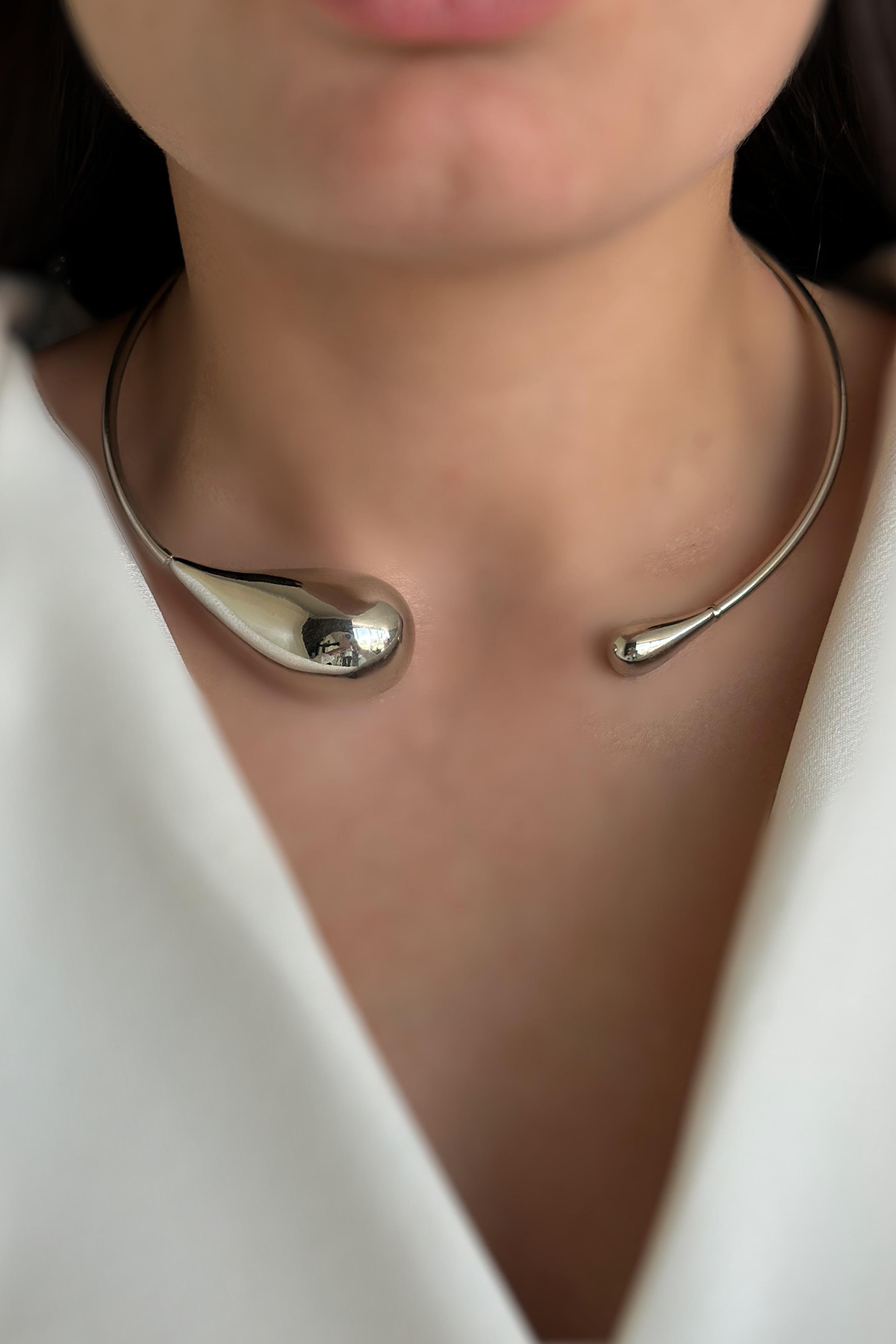 Clarity Su Damla Zarif Detaylı Silver Kolye