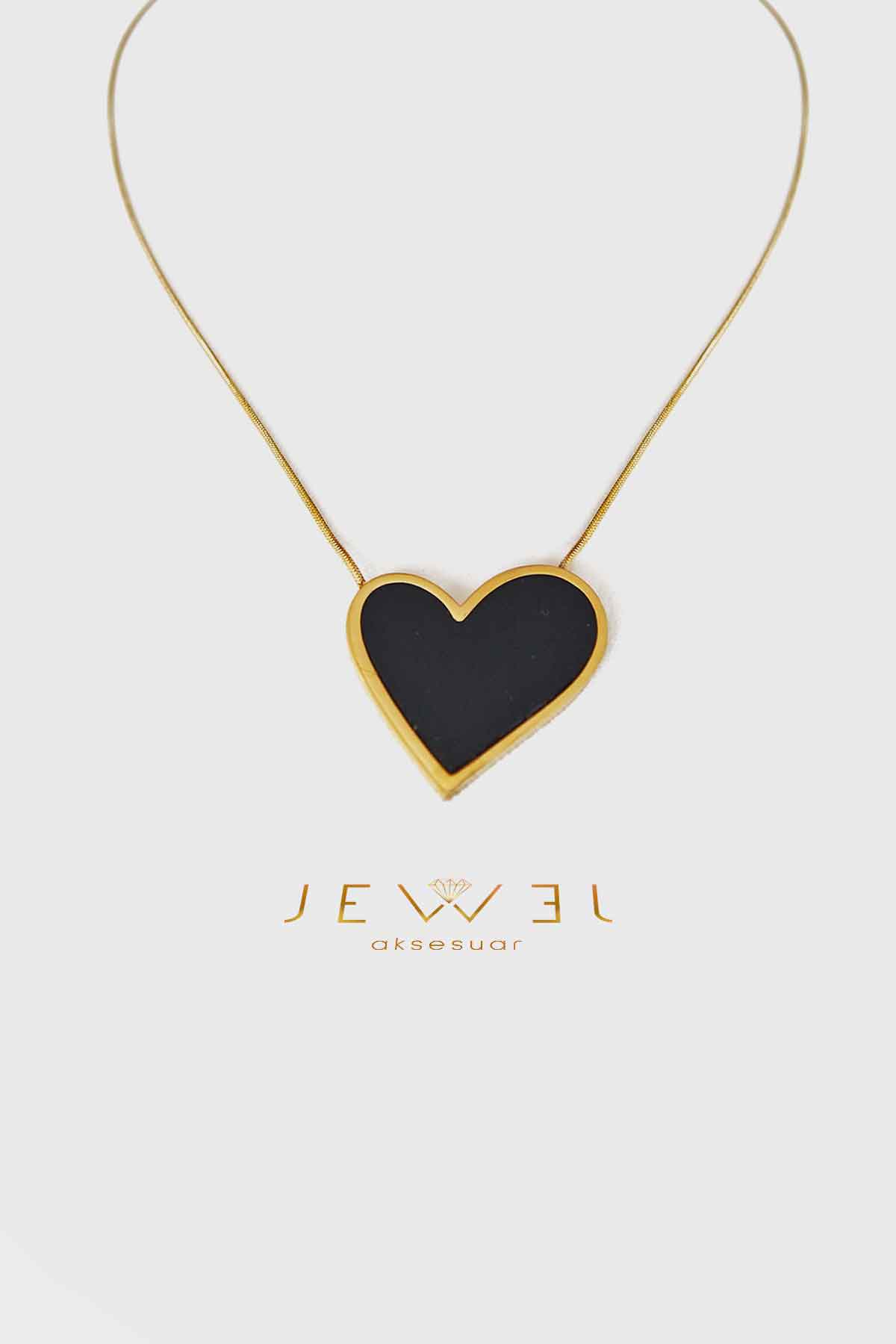 Black Heart Gold Altın Kaplama Kolye