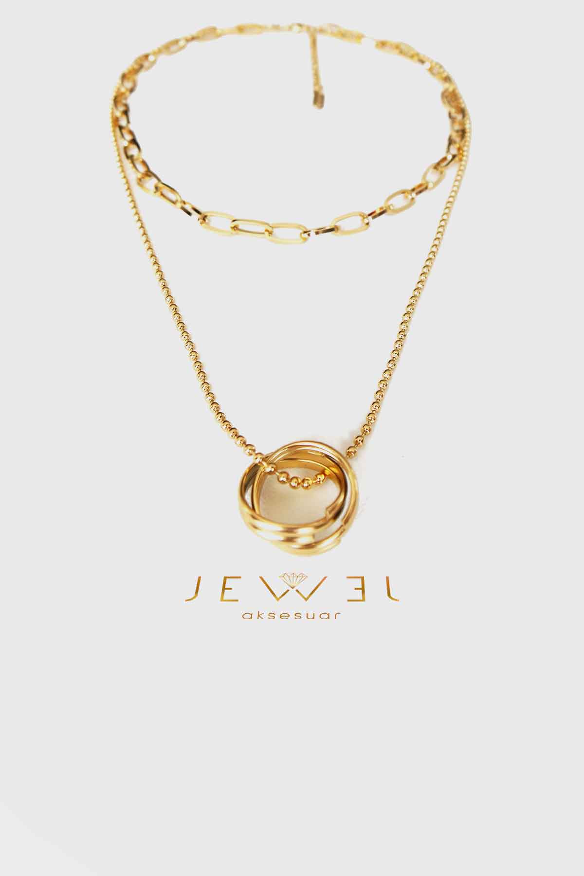 Bead Chain Model Gold Altın Kaplama Kolye