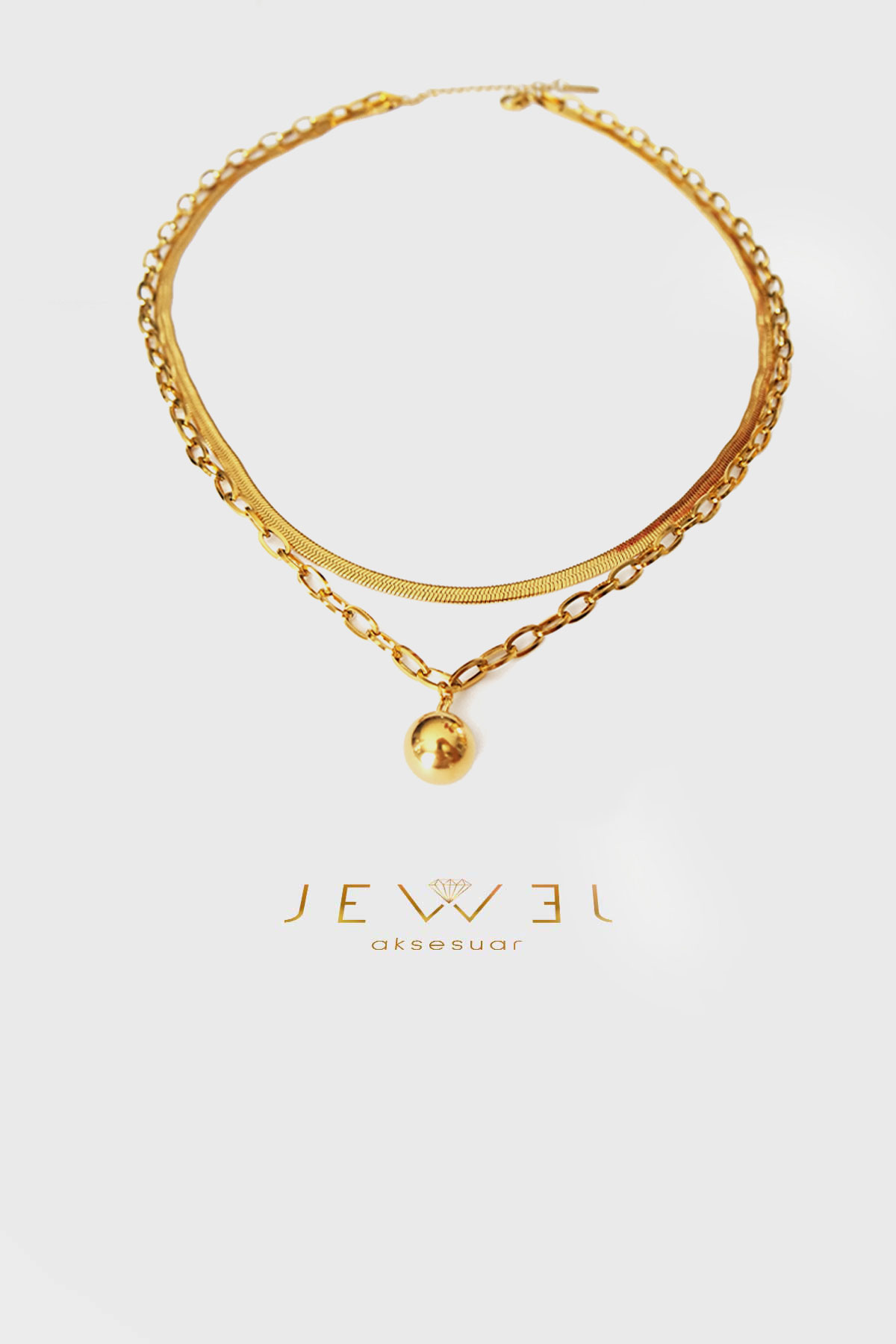 İtalyan Ball Model Gold Altın Kaplama Kolye
