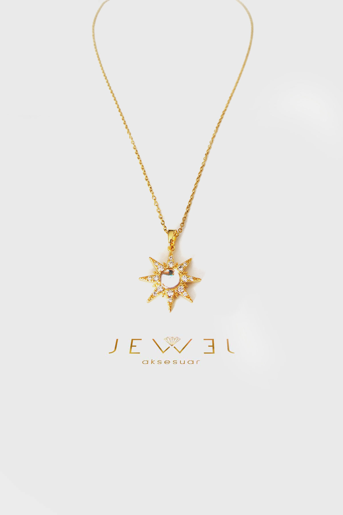 Pearl Sun Model Gold Altın Kaplama Kolye