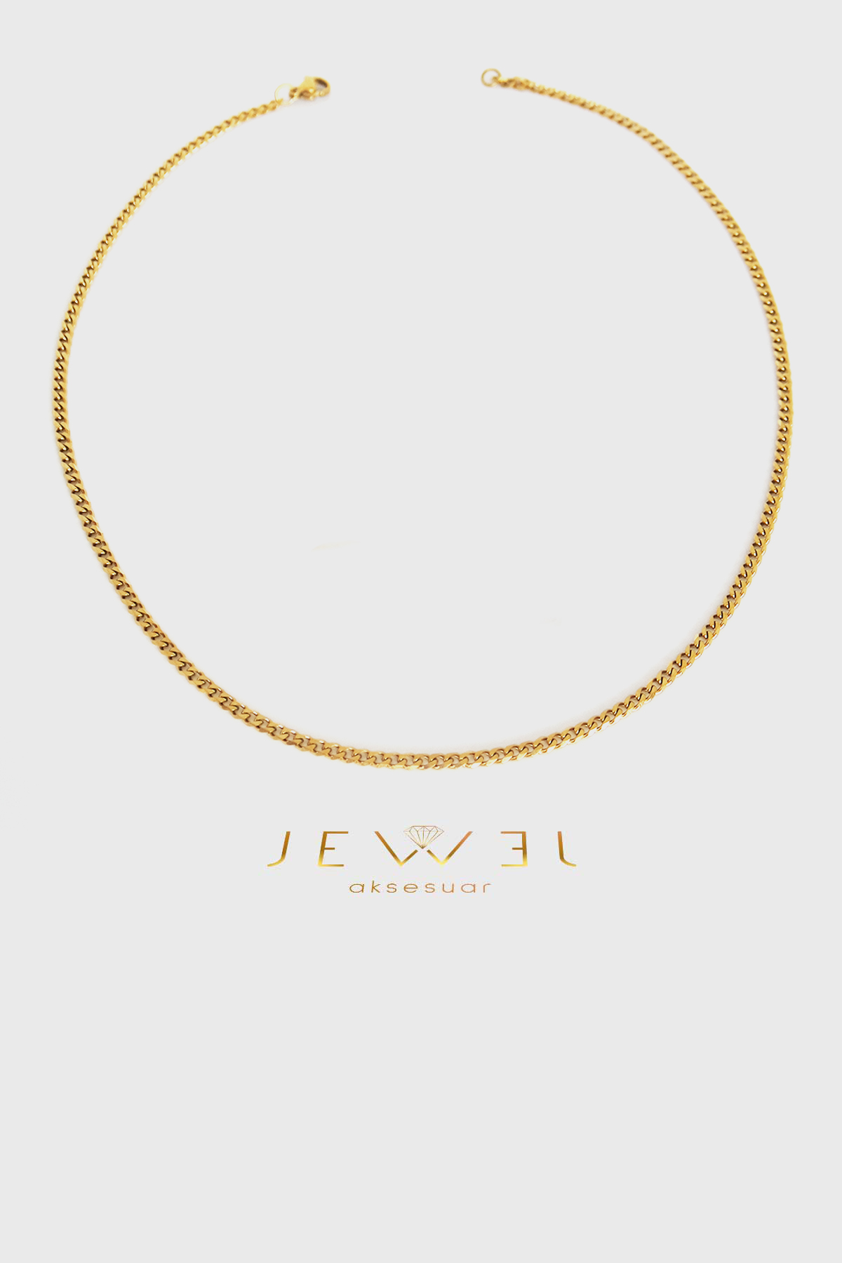 İnce Sık Geçişli Zincir Gold Altın Kaplama Kolye