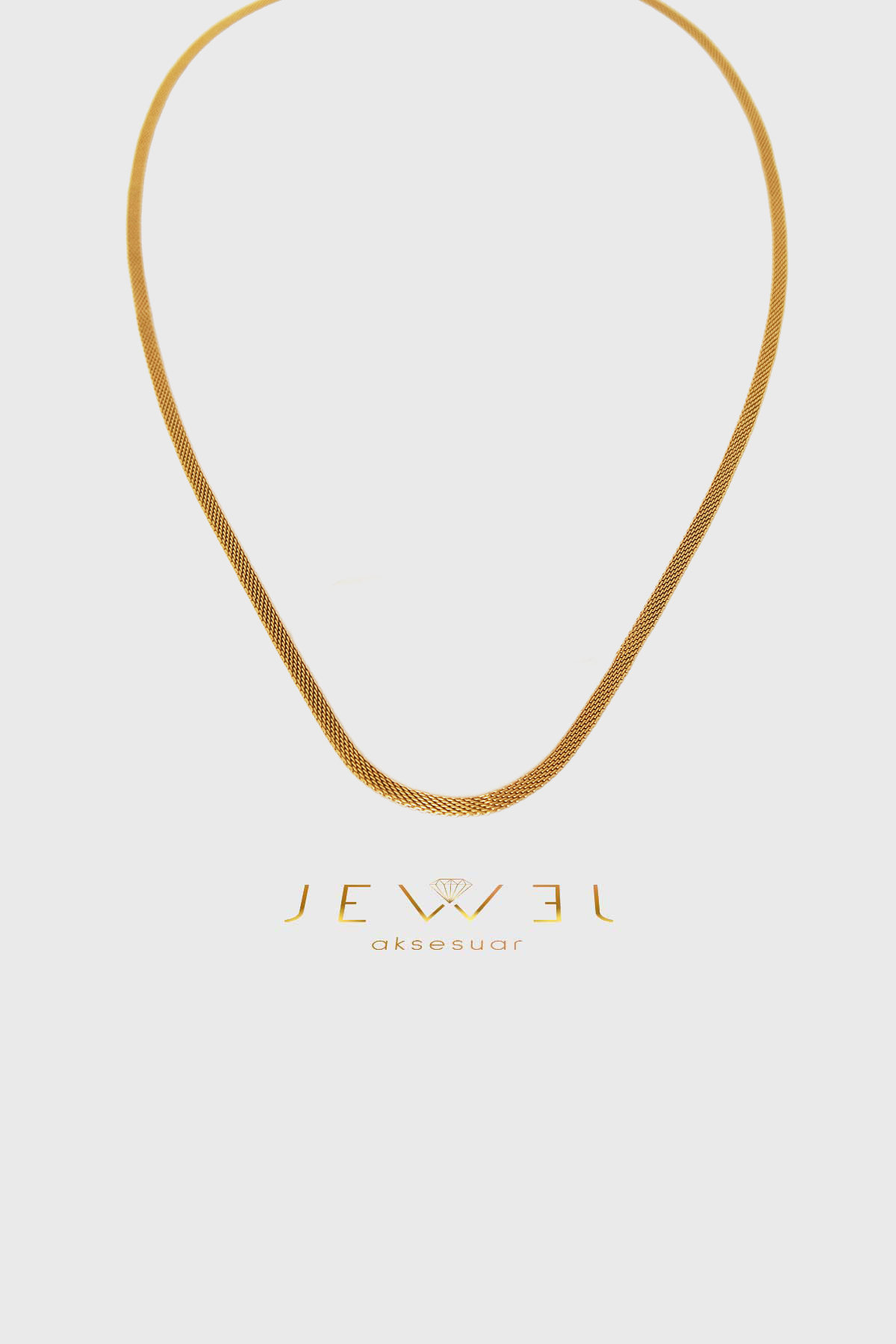 Uzun Hasır Zincir Gold Altın Kaplama Kolye