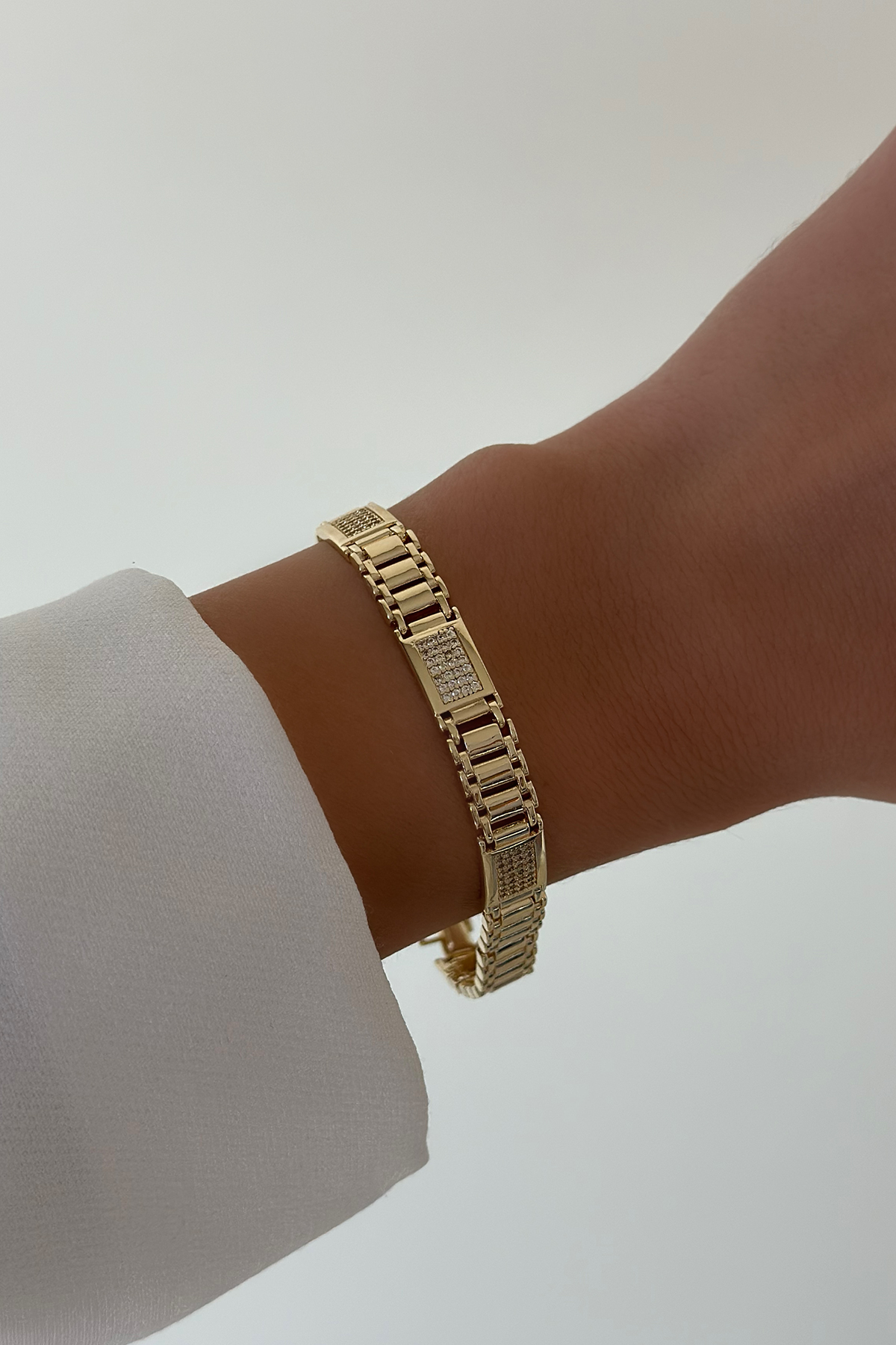 Diktörtgen Detaylı Gold Bileklik
