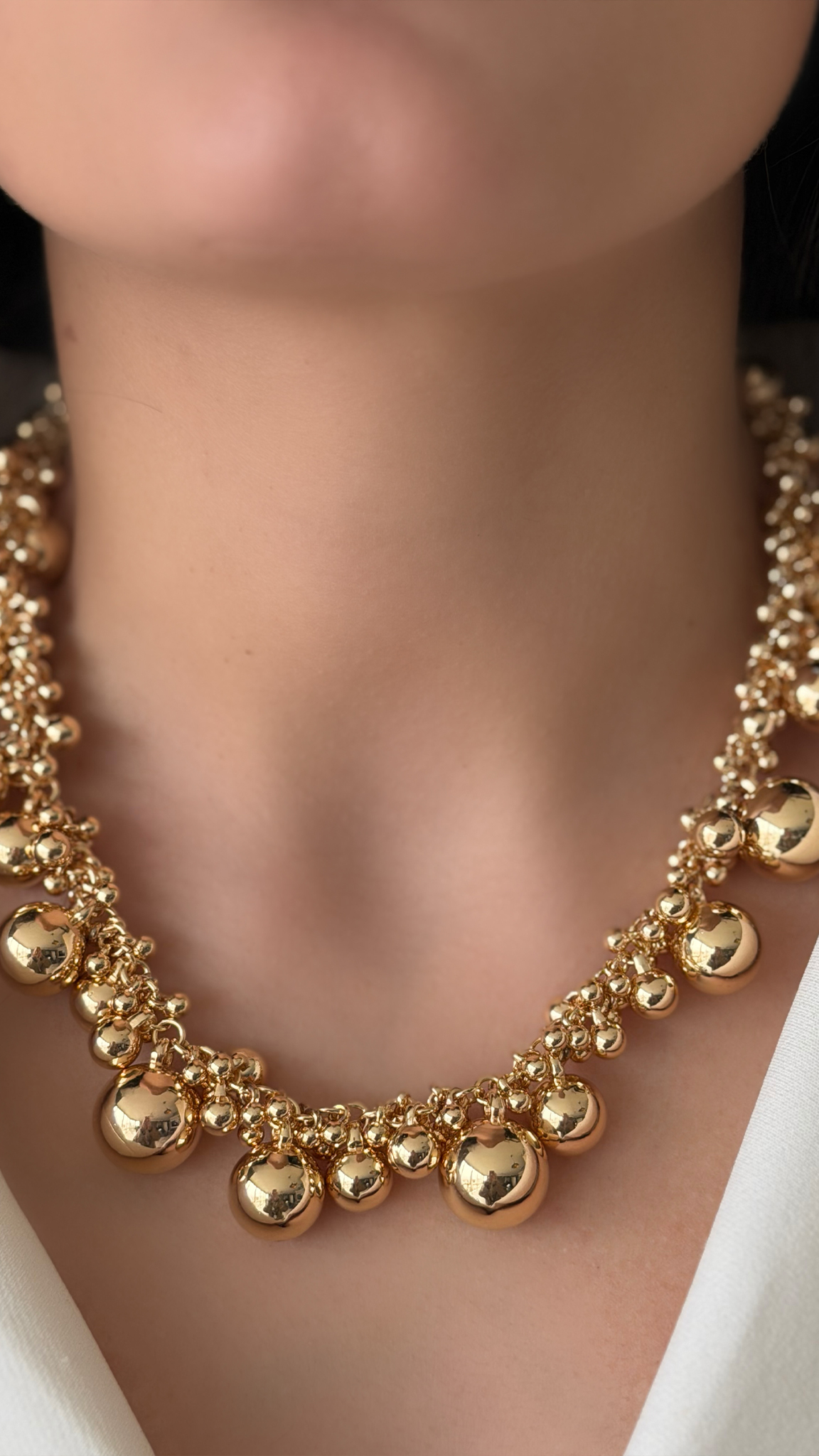 Karışık Çoklu Top Detaylı Gold Kolye