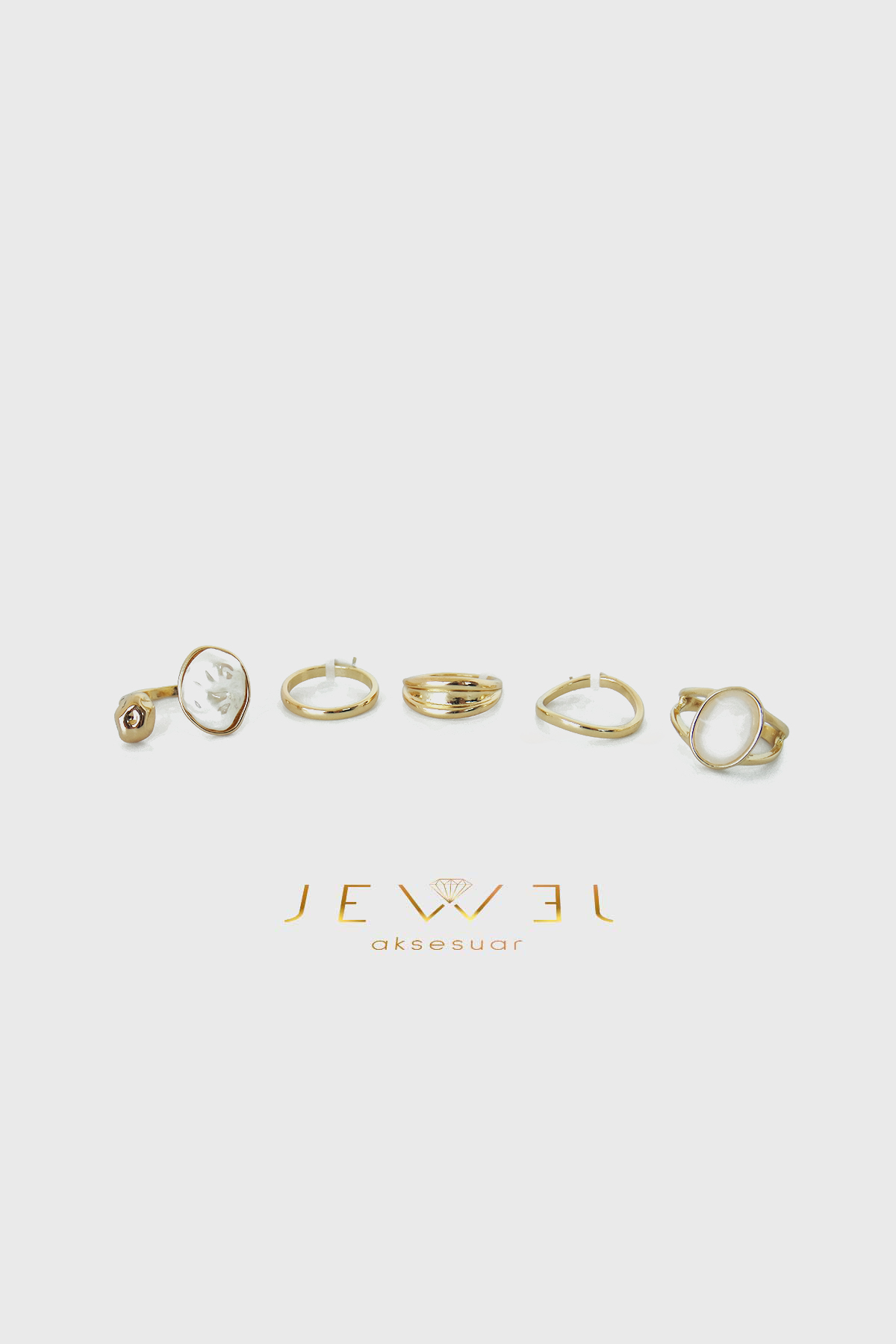 Luna Set 5'li Gold Yüzük