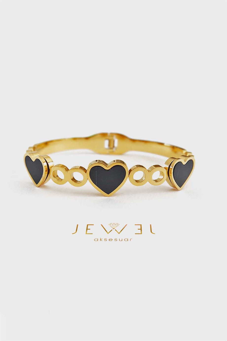 Black Heart Gold Altın Kaplama Bileklik