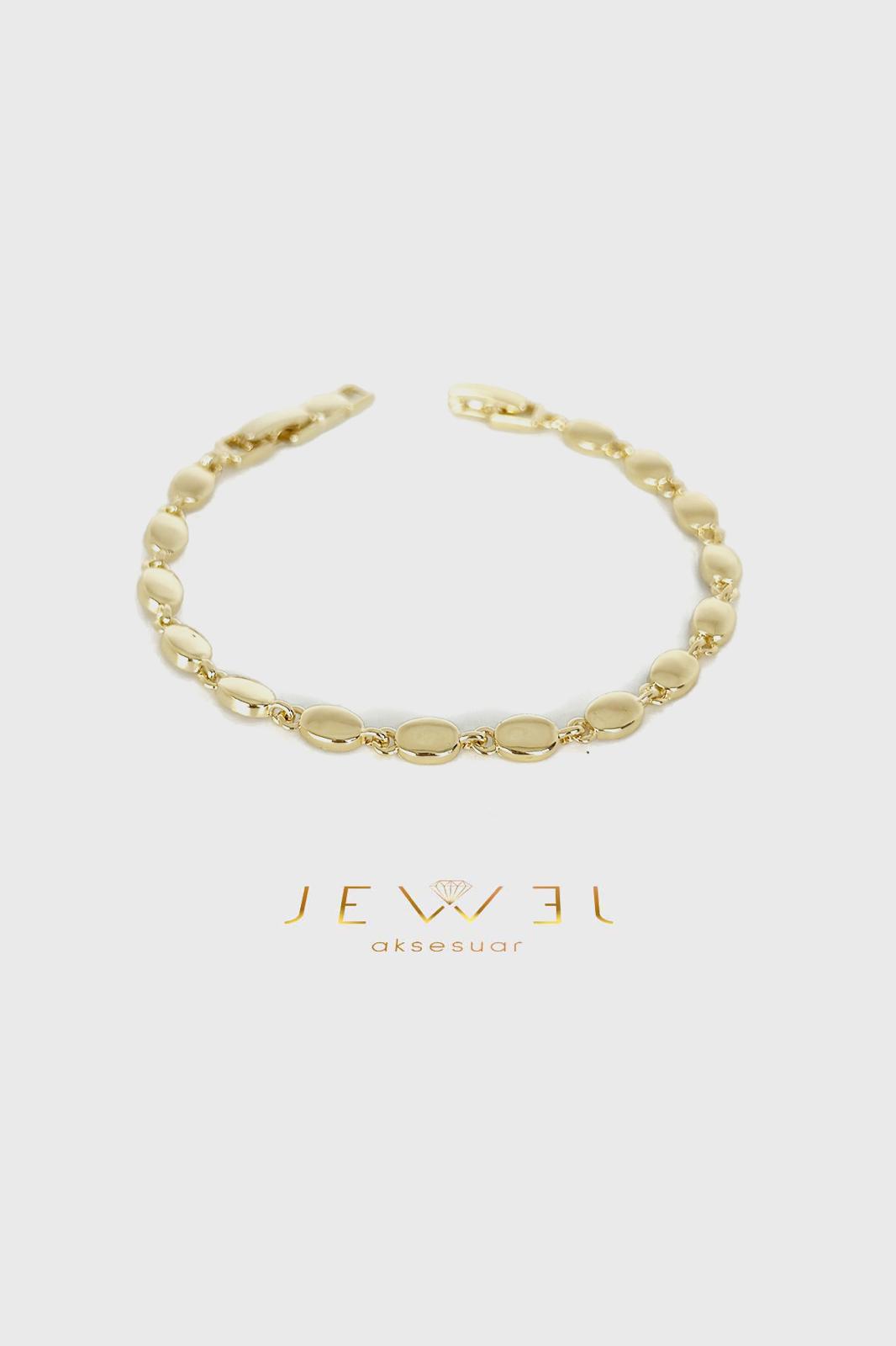 Mini Oval Detaylı Gold Bileklik