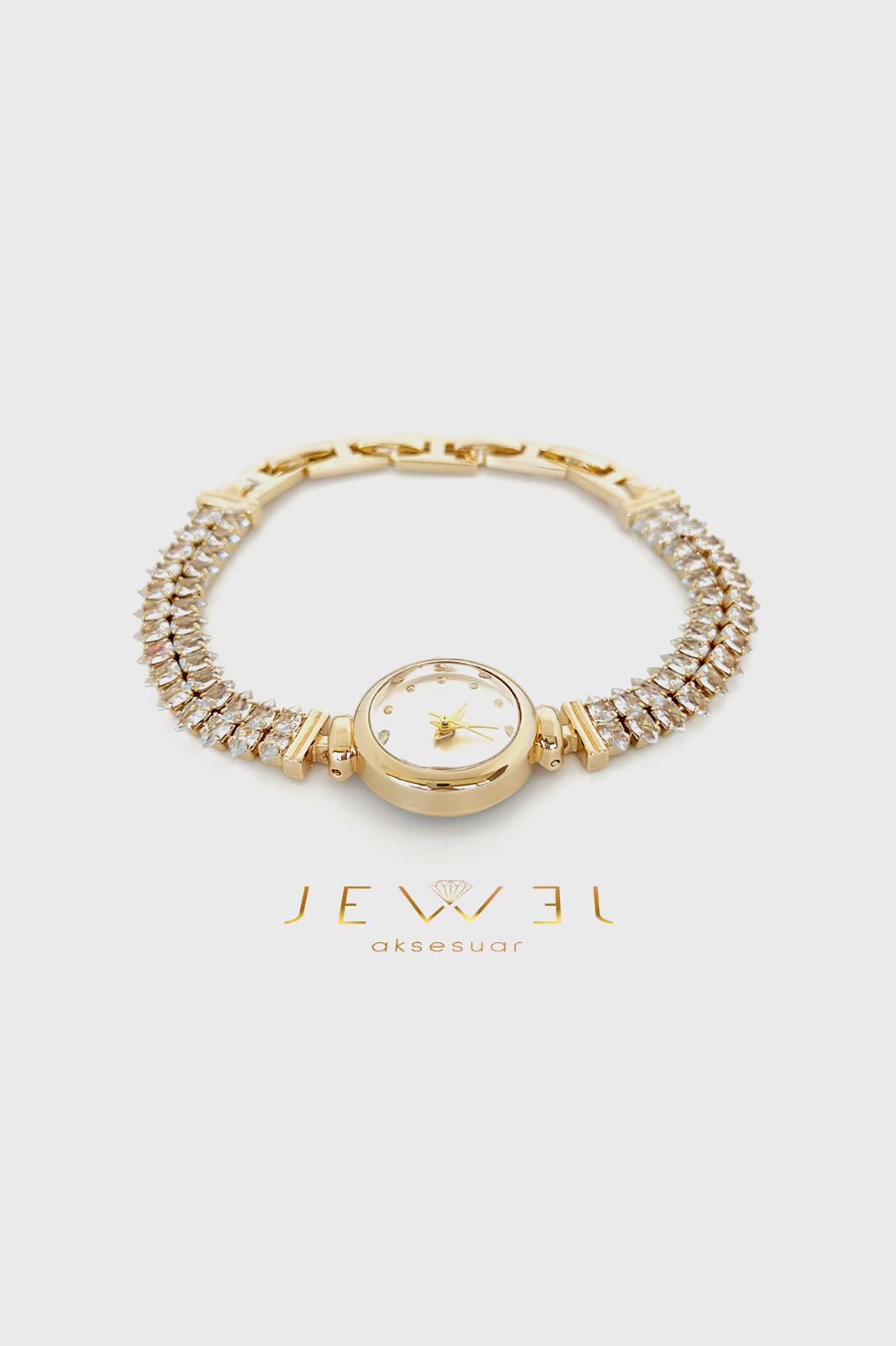 Pırlanta Detaylı Gold Saat