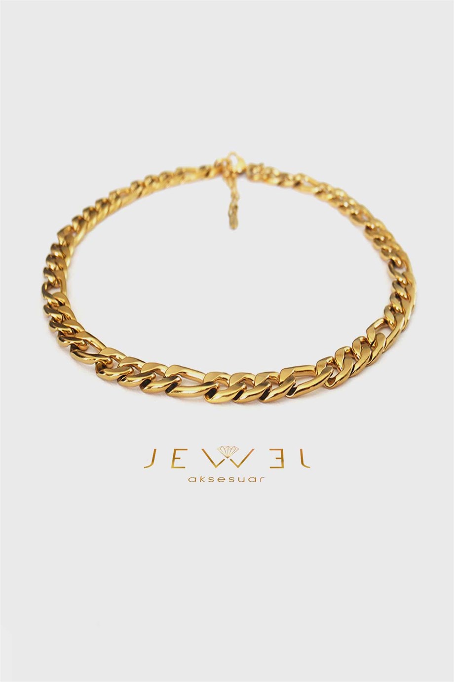 Kalın Ezik Bağlı Gold Altın Kaplama Kolye