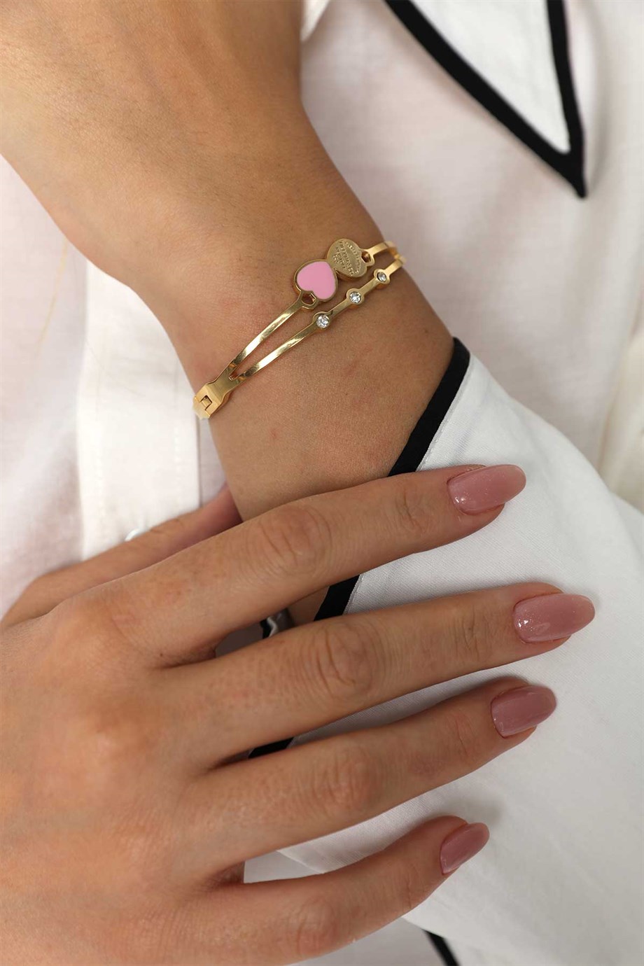 Pembe Kalpli Gold Altın Kaplama Bileklik