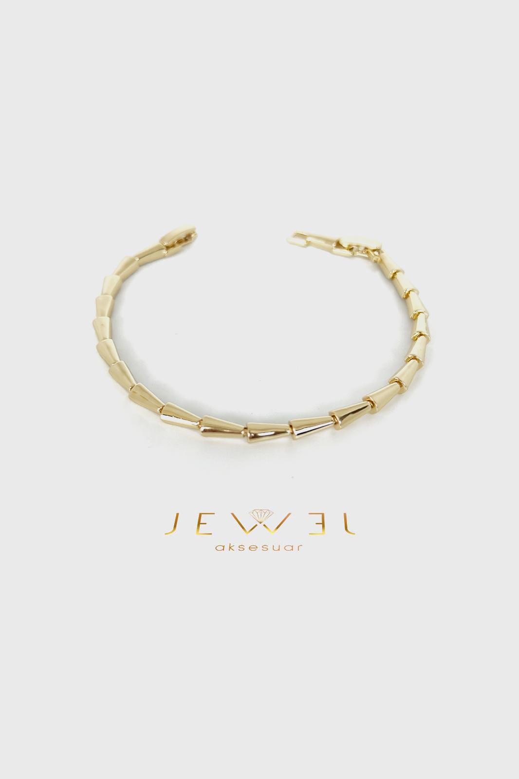 Silindir Model Detaylı Gold Bileklik