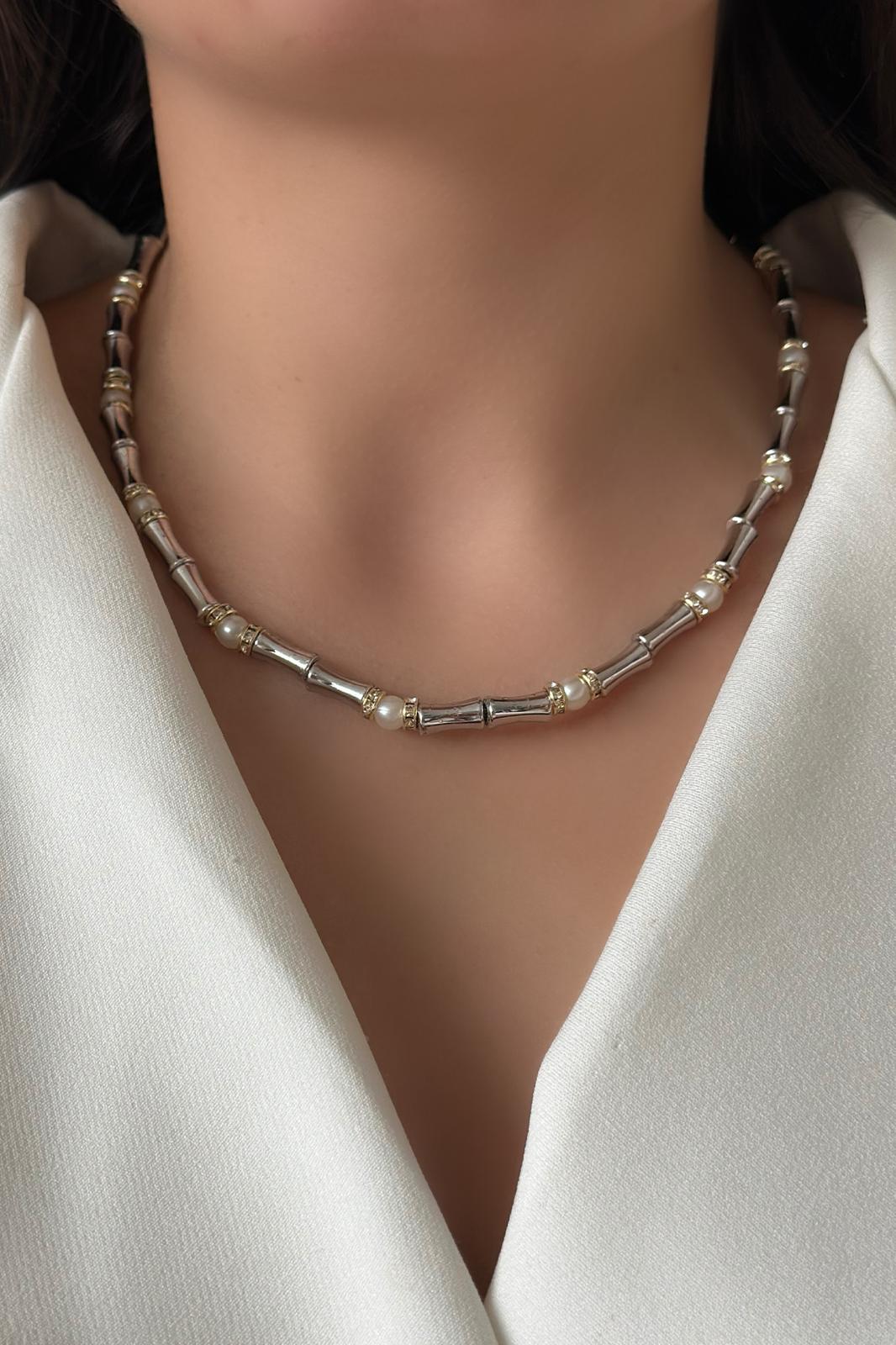 Solis İnci Detaylı Silver Kolye