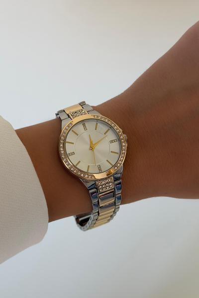 Gümüş Tonları Silver Gold Saat