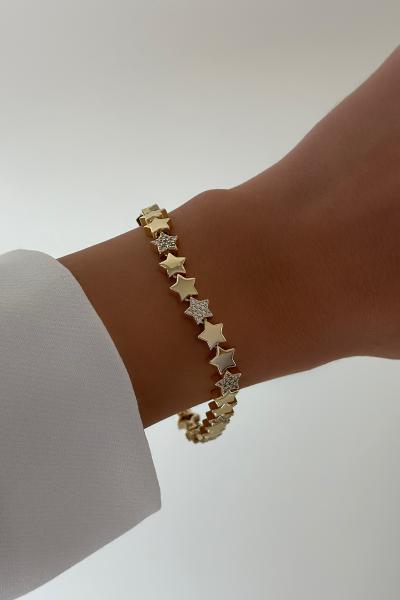 Sıralı Yıldız Gold Bileklik
