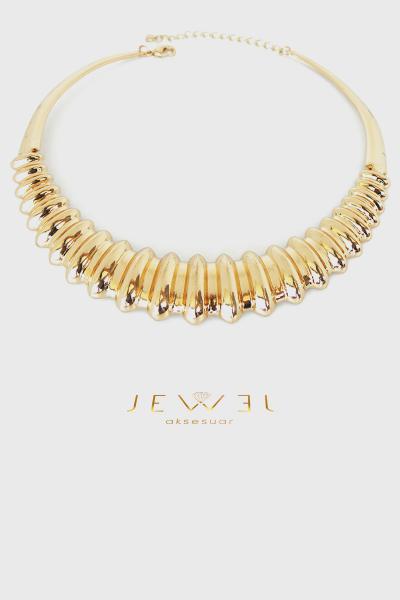 Moonlit Tırtık Kalın Detay Gold Kolye