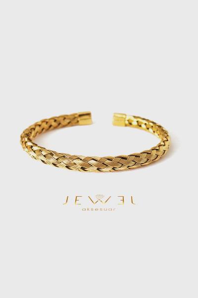 Hasır Model Gold Altın Kaplama Bileklik