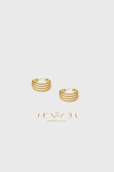 Açık Turmalin Gold Altın Küpe
