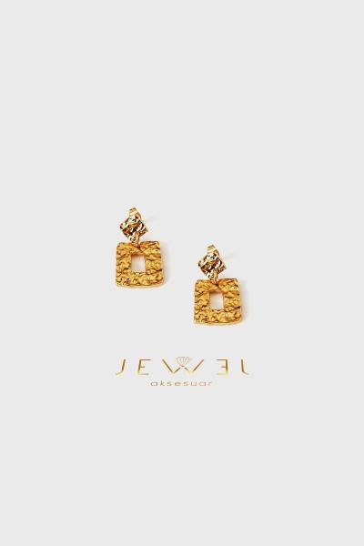 Çerçeve Detaylı Gold Altın Küpe