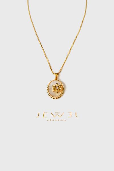 Işıltılı Zambak Model Gold Altın Kaplama Kolye