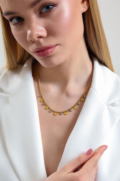 Pırlanta Taşlı Kalp Gold Altın Kaplama Kolye