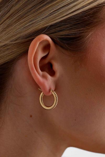 Etienne Büyük Model Gold Altın Kaplama Küpe