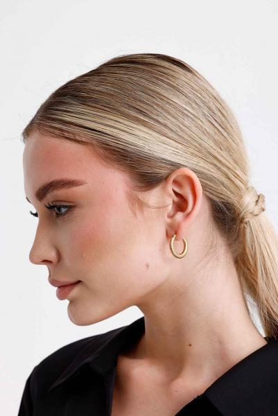 Etienne Büyük Model Gold Altın Kaplama Küpe