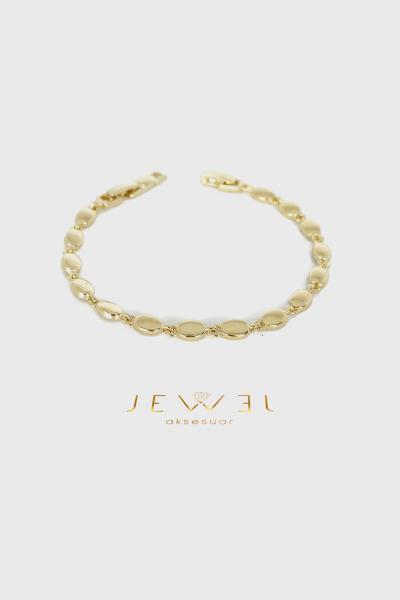Mini Oval Detaylı Gold Bileklik