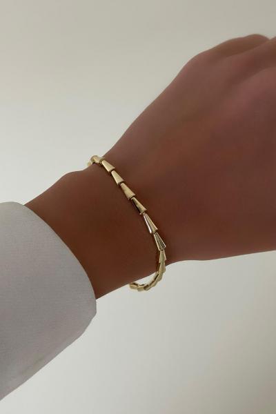 Silindir Model Detaylı Gold Bileklik
