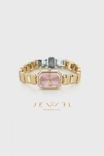 Pembe Detaylı Gold Saat