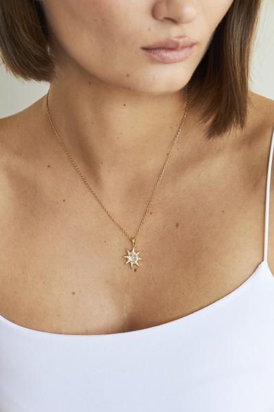 Pearl Sun Model Gold Altın Kaplama Kolye
