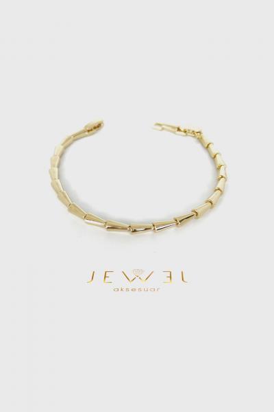 Silindir Model Detaylı Gold Bileklik