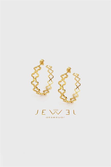 Sıra Yoncalı Gold Altın Kaplama Küpe