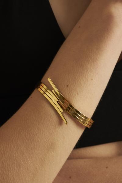 Zikzak Model Gold Altın Kaplama Bileklik